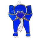Elephant Stained Glass Suncatcher Handmade Bue