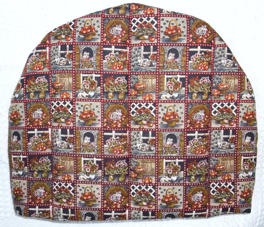 Cats, Apples and geraniums tea cosy