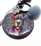 Rainbow Dog Bag Charm Keyring, Handmade with Resin and Charms - Image 4