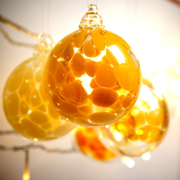 Mini Tibetan Gold Handmade Blown Glass Christmas Bauble