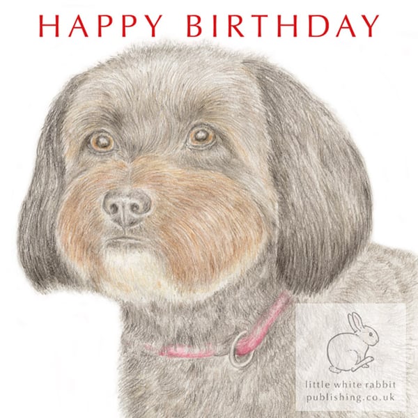 Min the Poodle Cross - Birthday Card