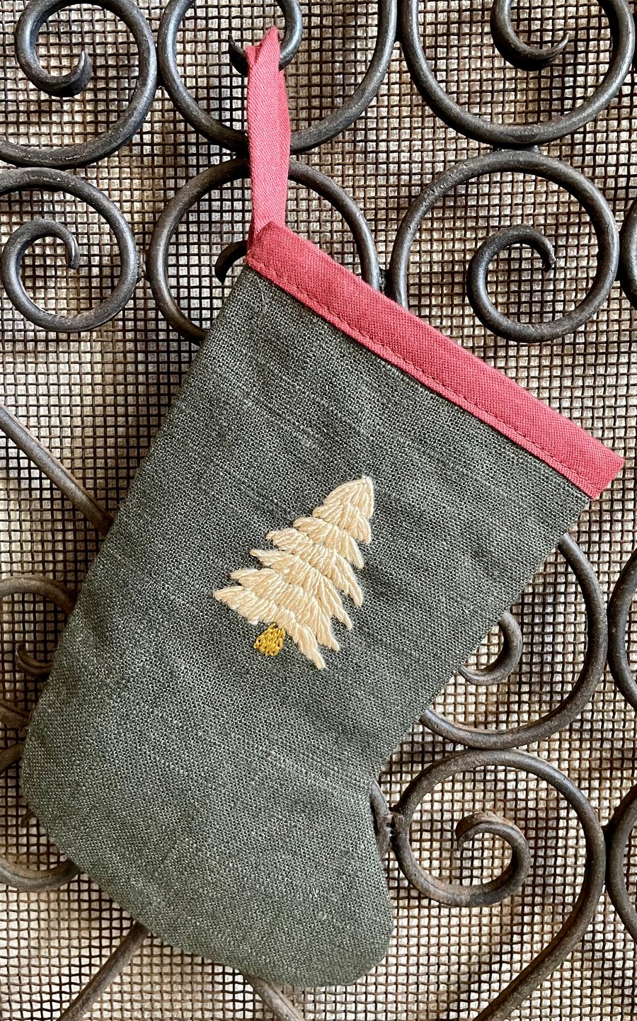 Hand Embroidered Christmas Stocking