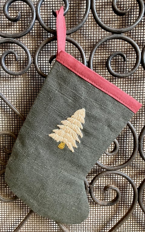 Hand Embroidered Christmas Stocking