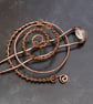 Antique Copper Spiral Bun Cage, Twisted Copper Hair Pin,Bun Holder for Long hair - Image 3