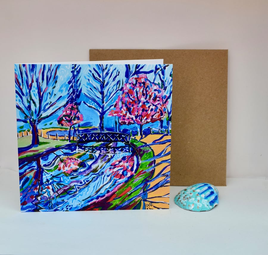 Whispers of Woodland Colour Greeting Card - Colourful Woodland Path Art Card