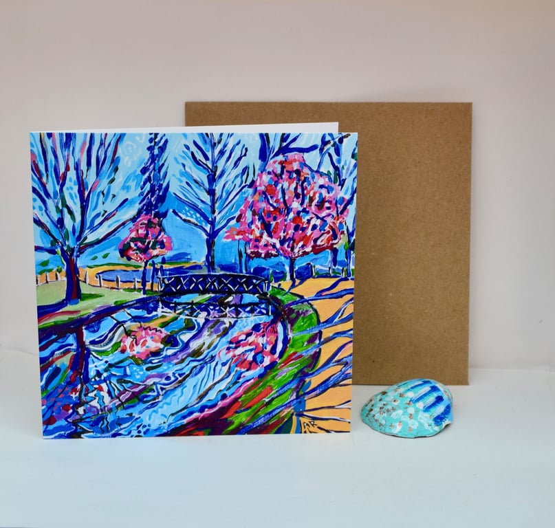 Whispers of Woodland Colour Greeting Card - Colourful Woodland Path Art Card
