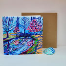 Whispers of Woodland Colour Greeting Card - Colourful Woodland Path Art Card