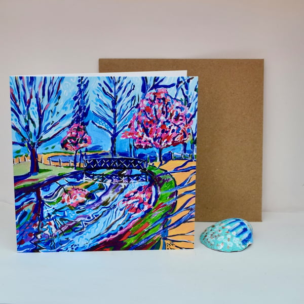 Whispers of Woodland Colour Greeting Card - Colourful Woodland Path Art Card