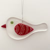 Fused Glass Red Bird Hanging