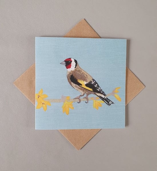 Goldfinch card, blank cards, bird card, garden bird