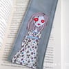 freehand embroidered zombie girl bookmark - lilac
