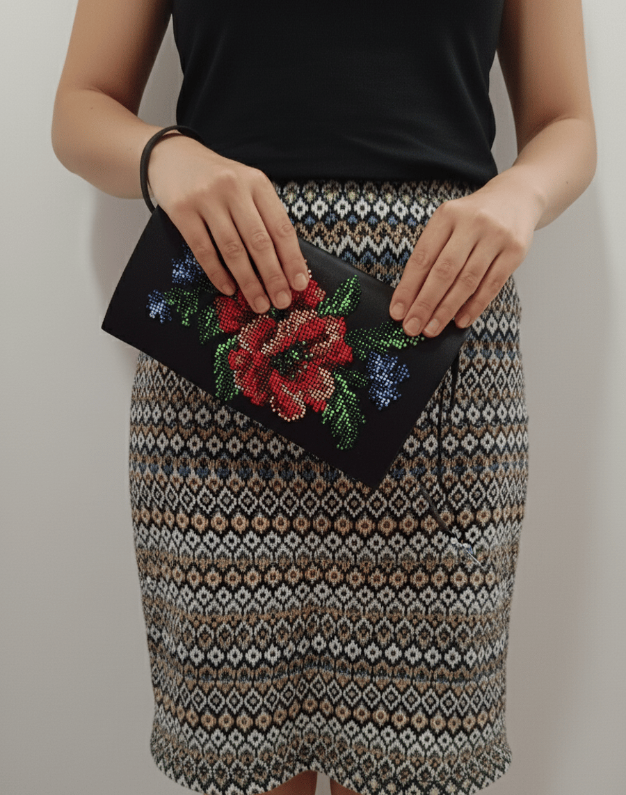 Floral Beaded Evening Clutch