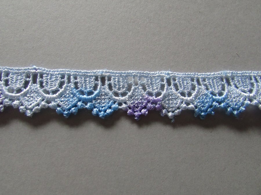 Blue & Purple Ombre Venise Guipure Lace sold by the metre