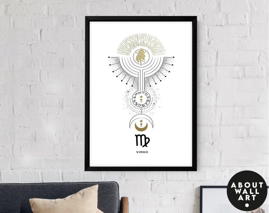 Zodiac art prints Cancer gifts, Horoscope print personalised gift for sister, Ca