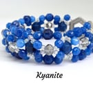Luxury Kyanite Faceted Bead Bracelet Bangle 18cm