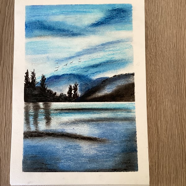 Oil pastel landscape,