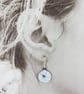 Hand Drawn Blue and White Enamel Dangle Earrings - Image 2