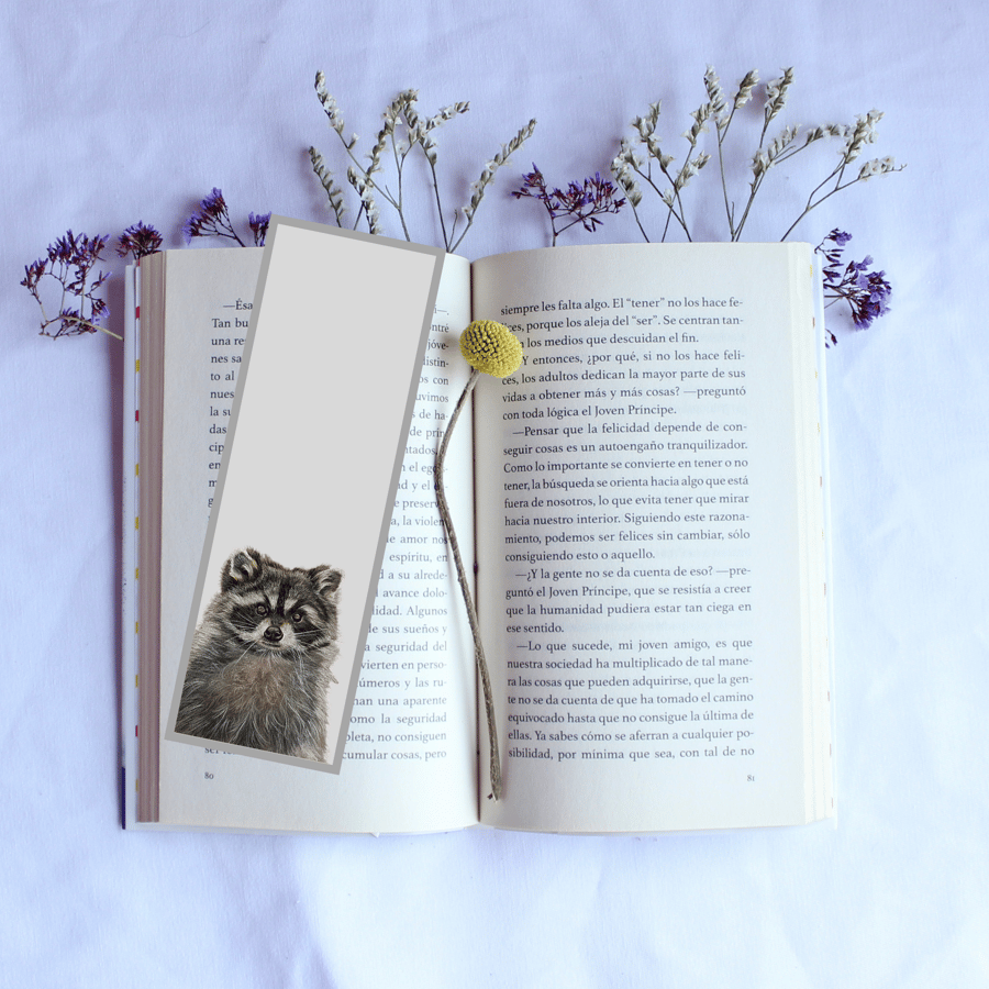 Handmade Raccoon Wildlife Art Bookmark 