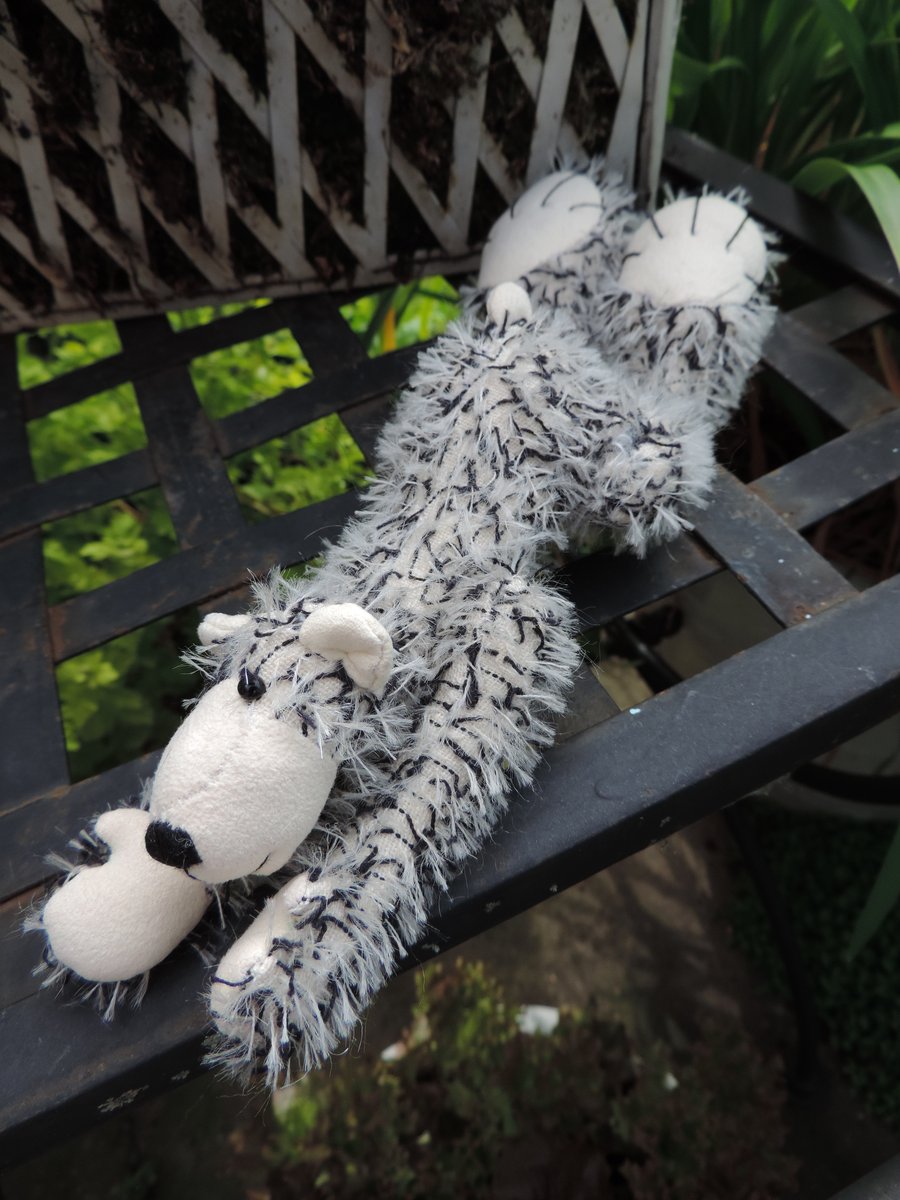 Pose-able Black and White Mohair Bear 9" 