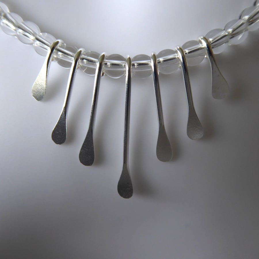 Unique Sterling Silver and Crystal Quartz Necklace 