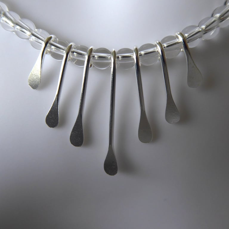 Unique Sterling Silver and Crystal Quartz Necklace 