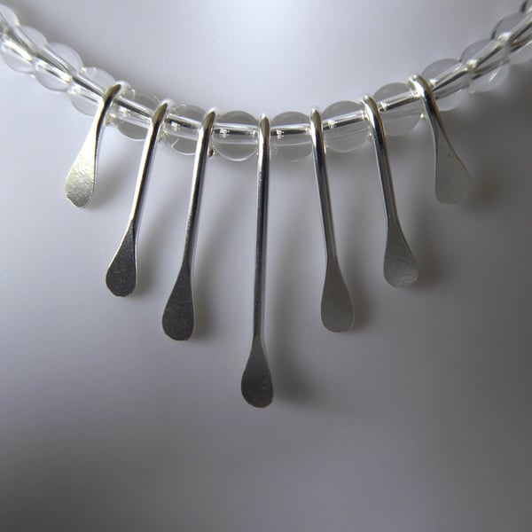 April Showers Necklace with Sterling Silver and Crystal Quartz