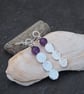 Earrings, Three silver disc and amethyst earrings, handmade jewellery - Image 6
