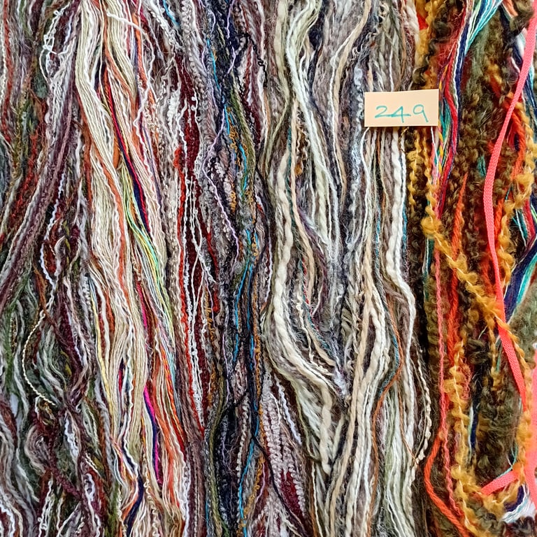 Textured yarns, creative threads, mixed media fibres, weaving thrums