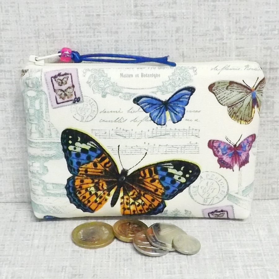Coin purse, make up bag, butterflies
