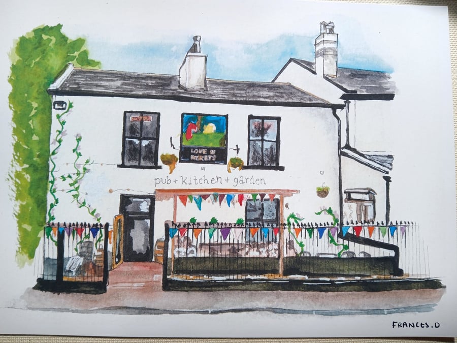 Love and Rockets Pub watercolour print 