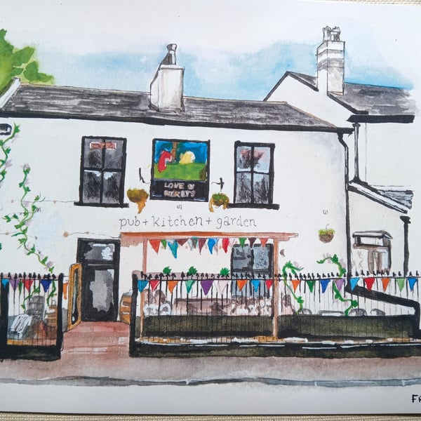 Love and Rockets Pub watercolour print 