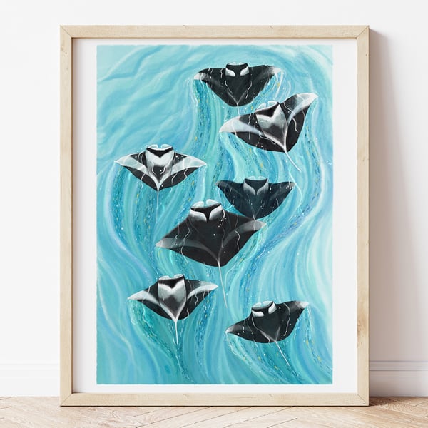 Manta Rays - Illustrated Art Print