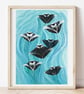Manta Rays - Illustrated Art Print