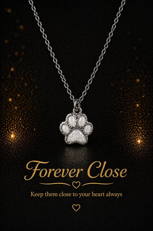 In loving memory paw pendant laid  with ashes 
