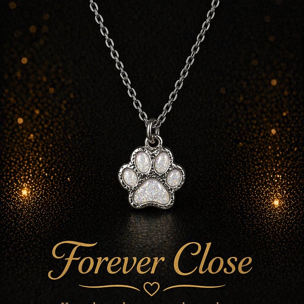 In loving memory paw pendant laid  with ashes 