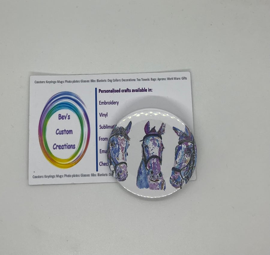 Horse printed Badge 45mm