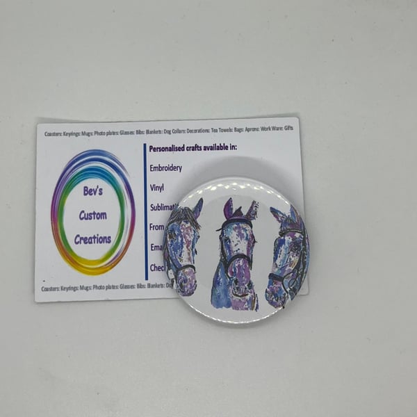 Horse printed Badge 45mm