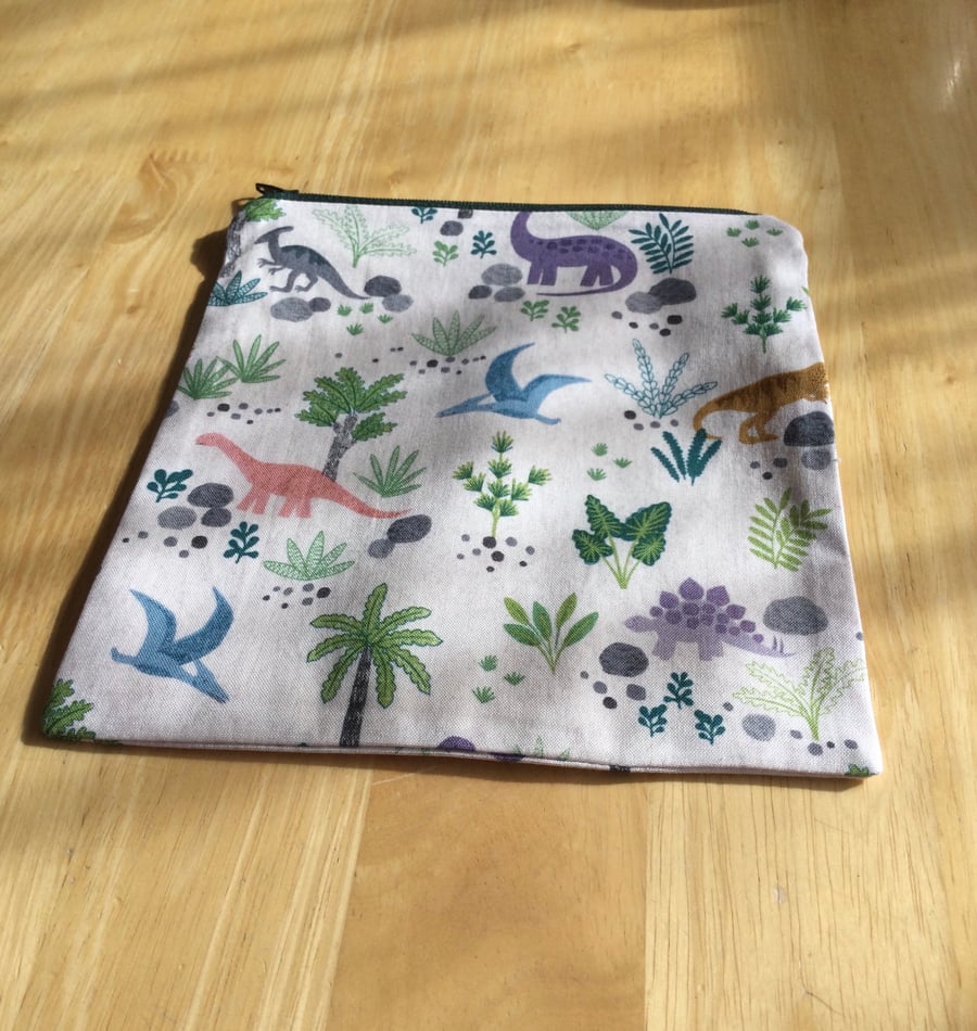 Dinosaur fabric zipper pouch
