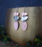Mixed-metal Silver and Copper Textured Geometric Pebble Dangle Earrings - Image 5