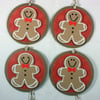 Handmade circular Christmas gift tags - gingerbread men