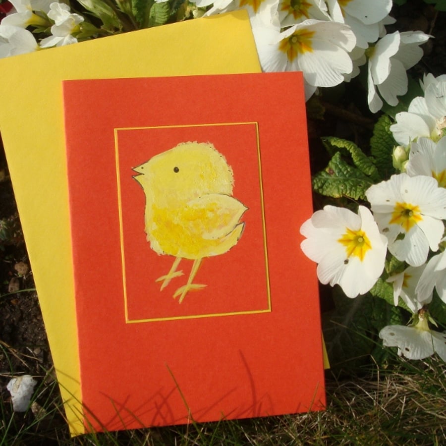 Easter card 'Chick-a-lick' Hand painted