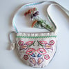 Vintage floral embroidery across your body zip up bag