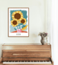 Sunflowers with pink jug Print