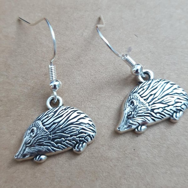 silver hedgehog earrings silver plated earrings hypoallergenic
