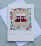 Santa's Boots! Miniature hand-stitched textile mounted on recycled card - Image 4