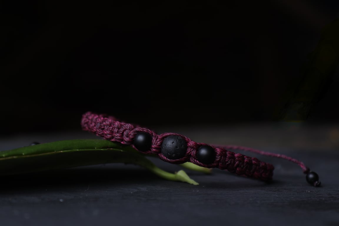 Men's bracelet with Black Tourmaline and Lava stone