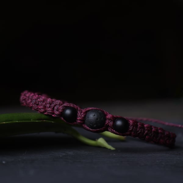 Men's bracelet with Black Tourmaline and Lava stone