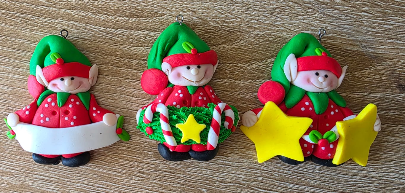 Elves Christmas Tree Ornament Trio 