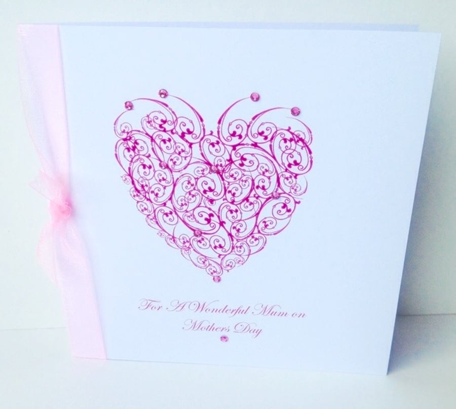 Mother's Day,Greeting Card,'Crystal Heart' Design,Handmade Card