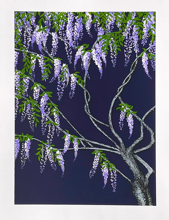Summer Seconds Purple Wisteria Vine - original screen print